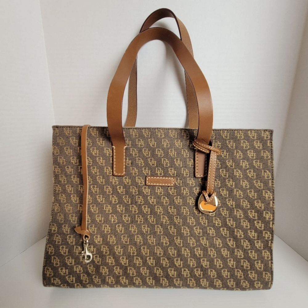 Dooney & Bourke East/West Tote in Brown with Brown leather straps